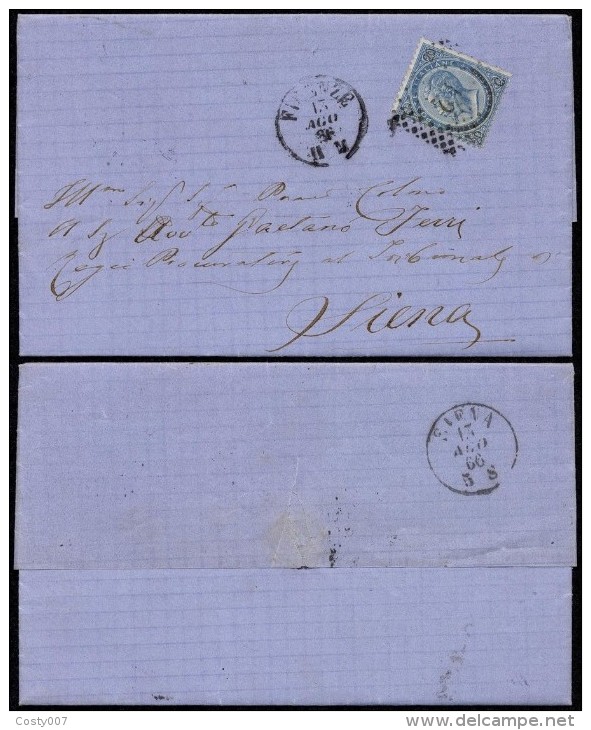 Italy 1866 Postal History Rare Cover + Content Firenze To Siena D.807 - Ganzsachen