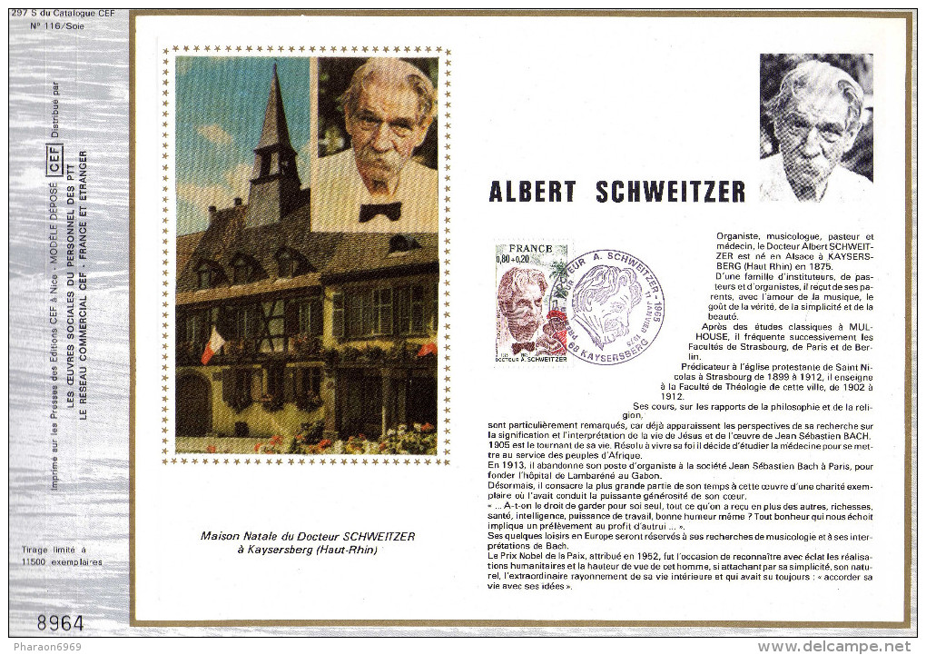 Feuillet Tirage Limité  CEF 297 Soie Albert Schweitzer - Lettres & Documents
