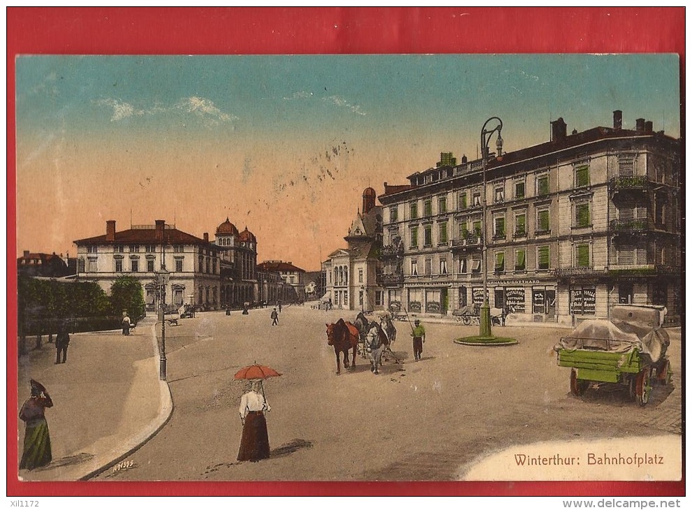 CDS5-07 Winterthur Bahnhofplatz  Belebt. Cachet Linéaire Winterthur, En 1910 - Winterthur