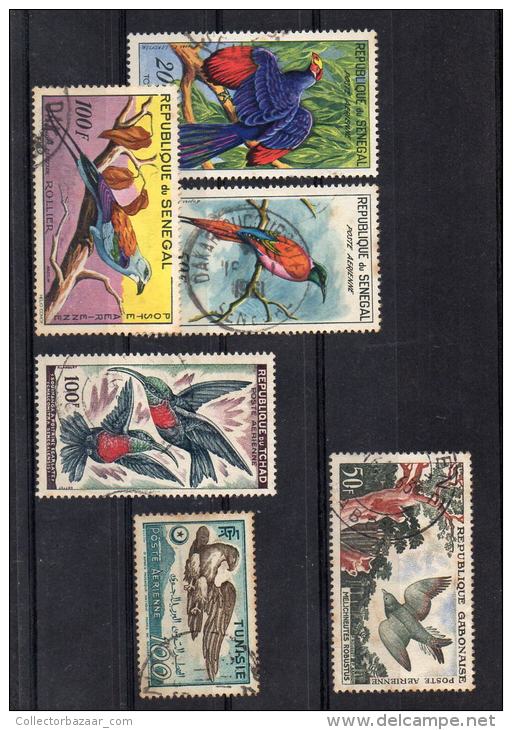 Oiseaux Senegal Tchad Gabonaise Tunisie Oblitere $$$ Bird Stamps Used High Catalogue Value (W4_225) - Colecciones