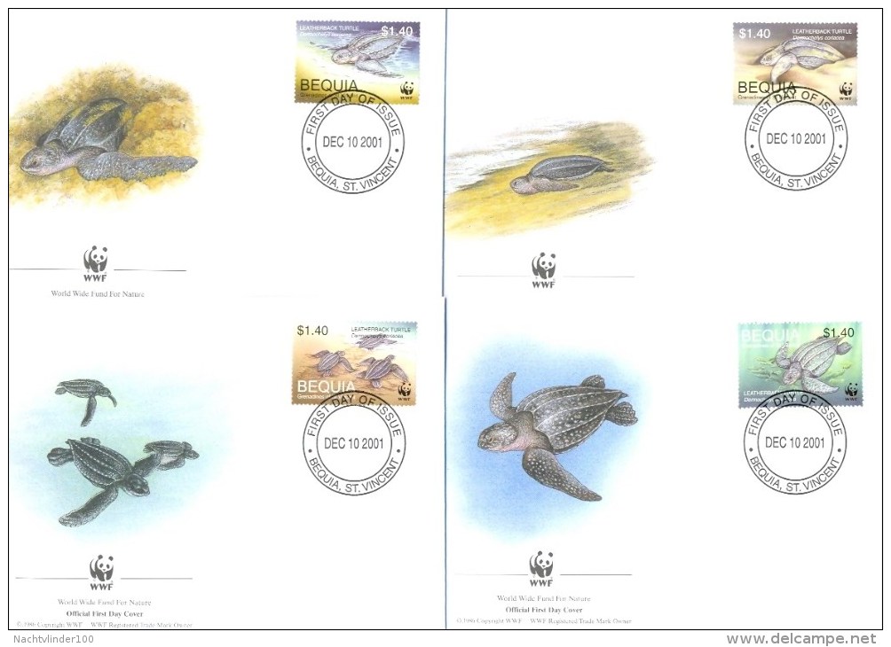 Nat300fb WWF FAUNA REPTIELEN SCHILDPAD REPTILES TURTLE SCHILDKRÖTEN BEQUIA 2001 FDC's - FDC