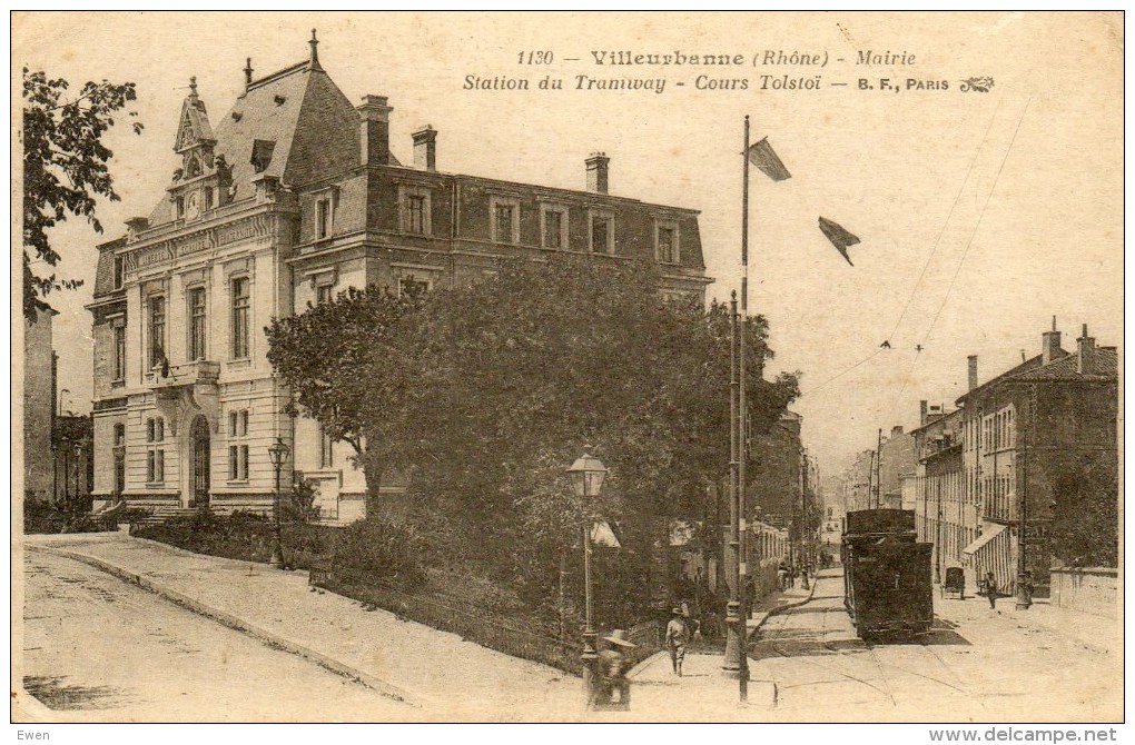 Villeurbanne. Mairie. Station Du Tramway. (Voyagée Cachet Militaire) - Villeurbanne