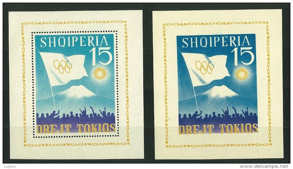 ALBANIA - 1964 Olympic Games - Tokyo, Japan - SERIE + FOGLIETTI DENTELLATI E NON DENTELLATI COLORI DIVERSI - Summer 1964: Tokyo