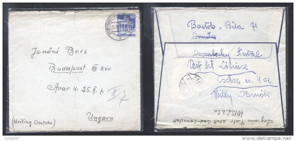 Germany 1950 Postal History Rare Old Cover Stuttgart To Budapest Hungary D.890 - Cartes Postales - Oblitérées