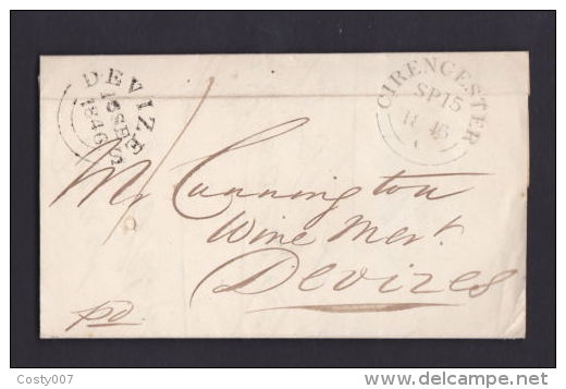 Great Britain 1846 Postal History Rare Pre-Stamp Cover + Content D.924 - Cartas & Documentos