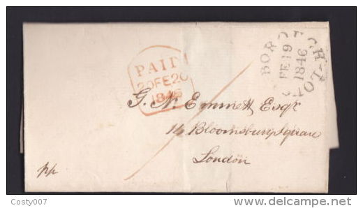 Great Britain 1846 Postal History Rare Pre-Stamp Cover + Content London D.926 - Cartas & Documentos