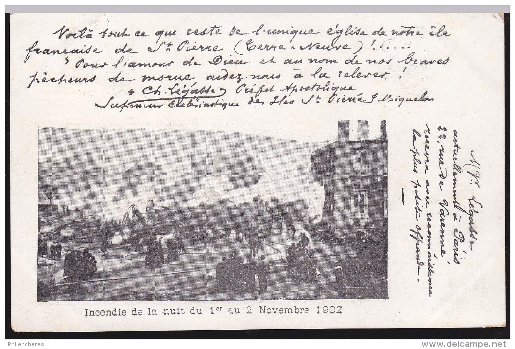 CPA - (Terre Neuve) Saint Pierre - Incendie De La Nuit Du 1er Au 2 Novembre 1902 - Voila Tout Ce Qui Reste De L'unique.. - Saint-Pierre-et-Miquelon