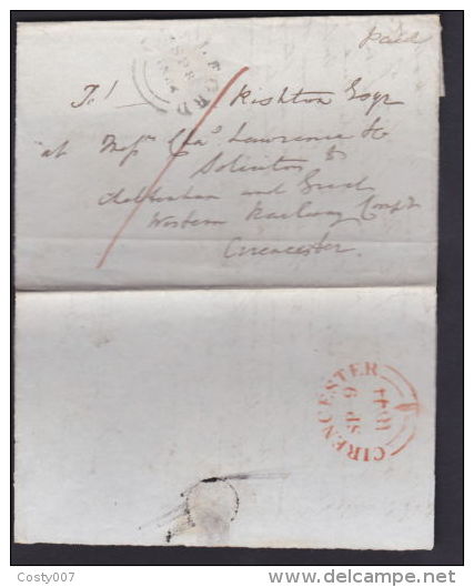 Great Britain 1844 Postal History Rare Pre-Stamp Cover + Content Cirencester D.931 - Cartas & Documentos