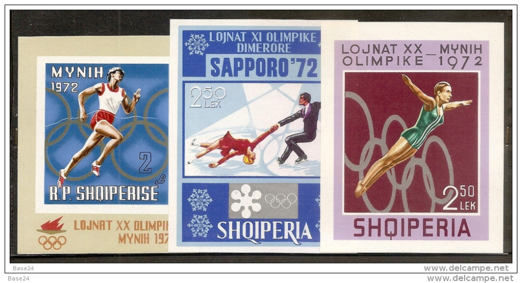 1972 Albania OLIMPIADI SAPPORO  OLYMPICS 3 Foglietti MNH** 18, 20/21 3 Souv. Sheets - Inverno1972: Sapporo