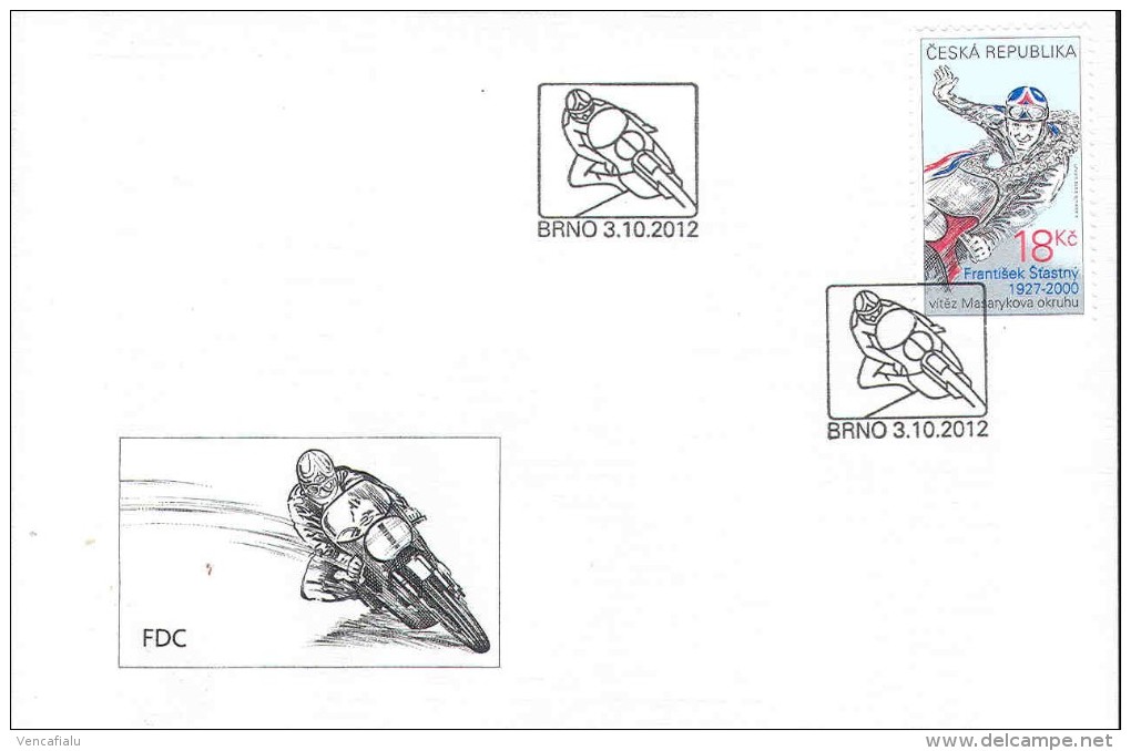 Czech Republic 2012 - Motorcycle Racer Fr. Stastny, FDC - Moto