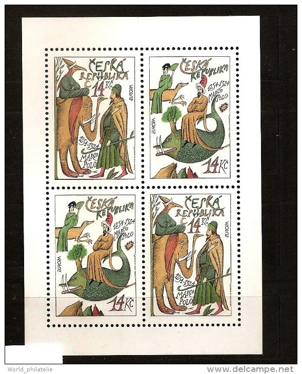 République Tchèque 1994 N° 35 / 6 X 2 ** Europa, Marco Polo, Animaux, Découvertes, Autruche, Éléphant, Serpent, Poisson - Unused Stamps