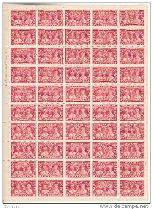 Canada MNH Scott #213 Sheet Of 50 3c George V, Queen Mary With Upper Left Plate Inscription Plate No. 3 - Feuilles Complètes Et Multiples