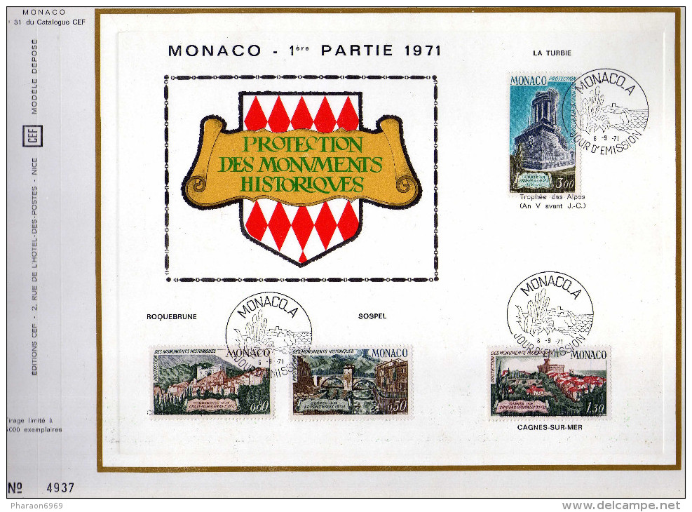 Feuillet Tirage Limité CEF 31 Monaco Protection Des Monuments Historiques - Lettres & Documents