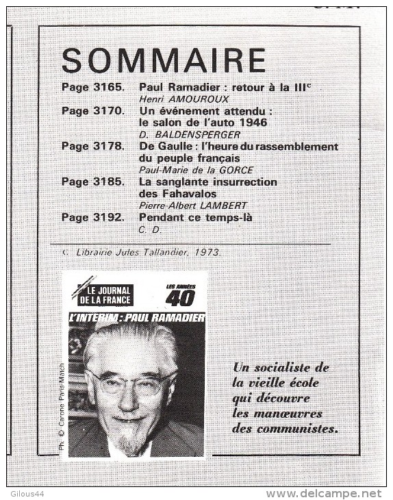 Le Journal De La France Les Années 40 N° 209  L'interim Paul Ramadier - Français