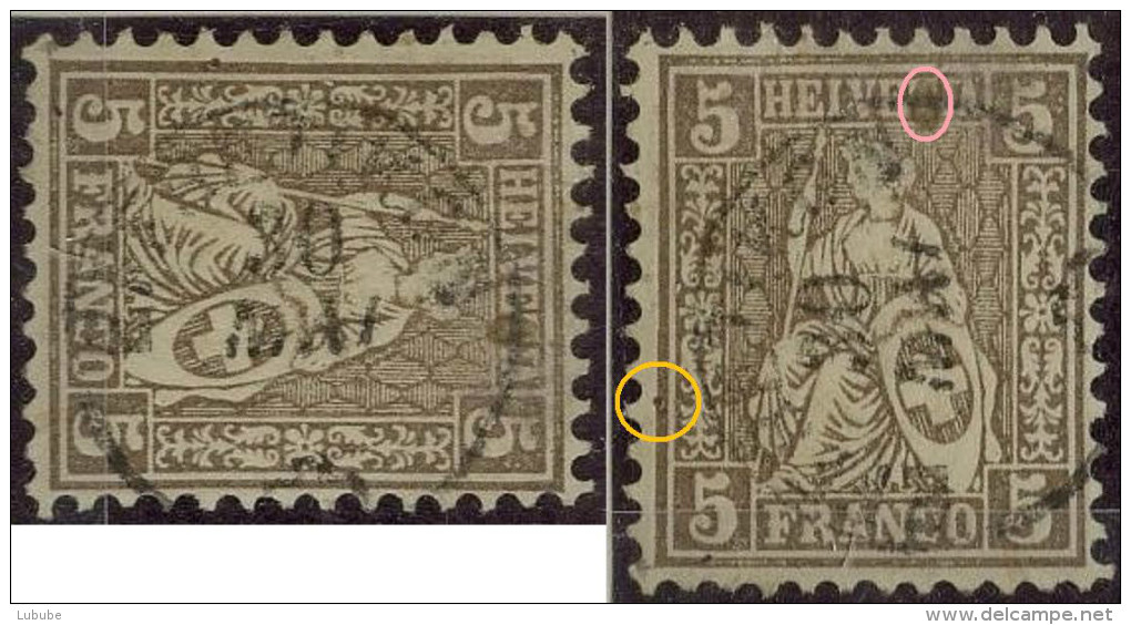 Sitzende Helvetia 30, 5 Rp.fahlbraun  "EFFRETIKON"       Ca. 1872 - Oblitérés