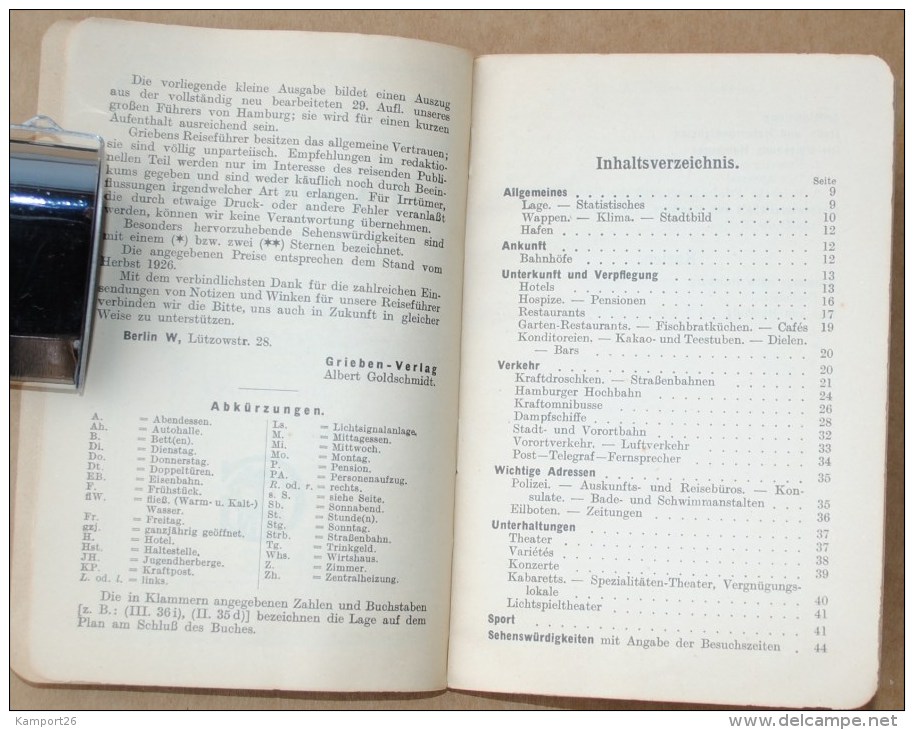 1927 Grieben Reiseführer HAMBURG Guide KLEINE AUSGABE Plan STREETS Map Museums - Hambourg