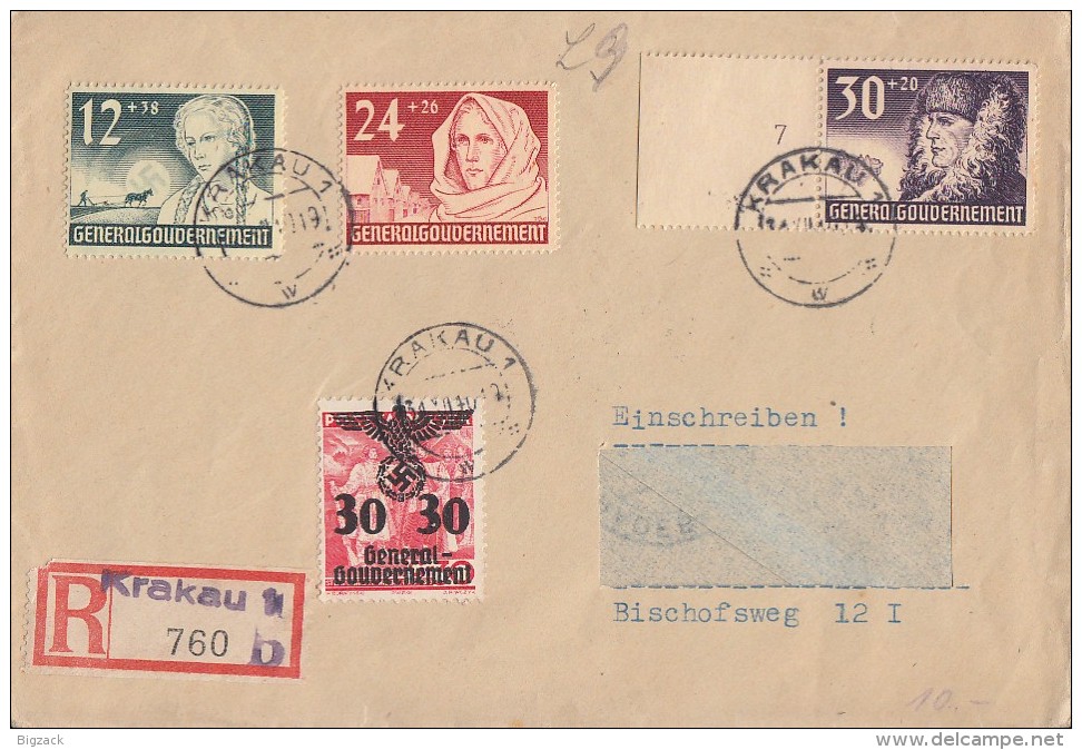 GG R-Brief Mif Minr.23,56,57,58 SR Krakau 31.12.40 - General Government