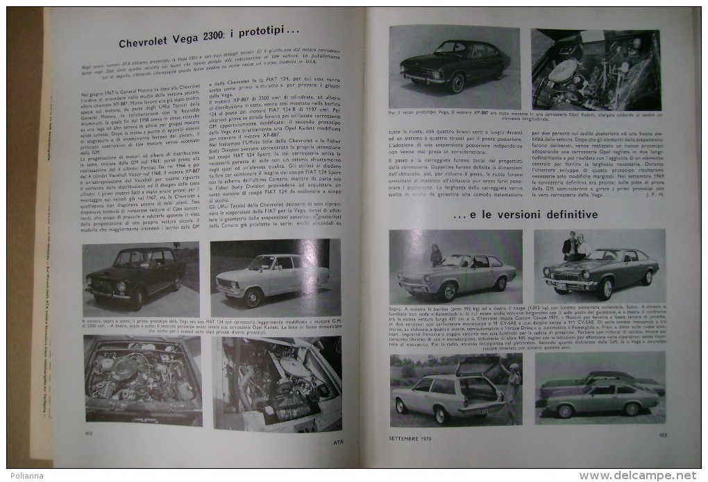 PCG/50 ATA Giornale "Ass. Tecnica Dell´Automobile" N.9 - 1970/Chevrolet Vega 2300/Maggiolini VW/autocarri Ford Luisville - Motores