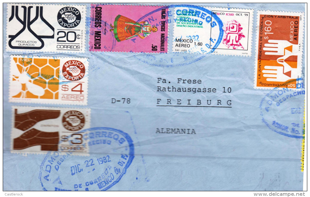 G)1982 MEXICO, EXPORT TYPE (CHEMICALS-HONEY-SHOES)-COSTUMES-HANDS, AIRMAIL, CIRCULATED COVER TO FREIBURG, GERMANY, XF - Mexico