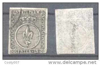 Italy Parma 1855 Coat Of Arms 15C Mi.3P Black On White Paper PROOFS SIGNED Used AM.354 - Parma