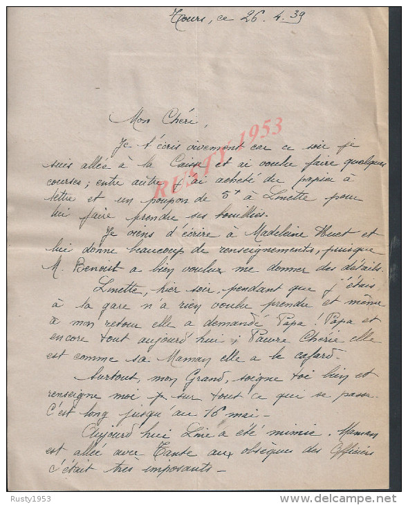 21: MILITARIA :  LOT DE 10 LETTRES CORRESPONDANCE DU MARI MILITAIRE DU 32e RI DU S.P 158 : A SON EPOUSE DE TOURS :