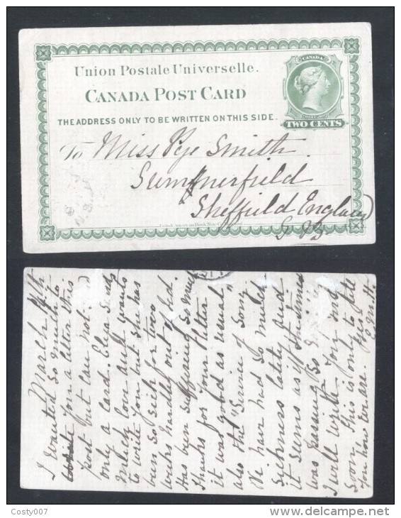 Canada - Postal History Rare Old Postcard Postal Stationery To England D.936 - 1860-1899 Reign Of Victoria