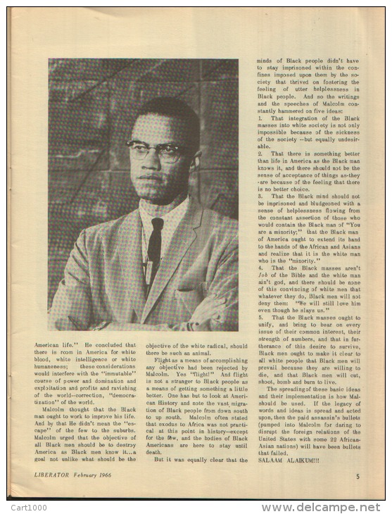 LIBERATOR 1966 Voice Of The African-American - Malcom X - Sociologia/ Antropologia