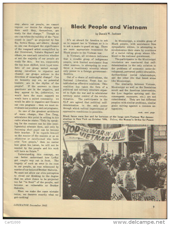 LIBERATOR 1965 Voice Of The African-American - Sociology/ Anthropology