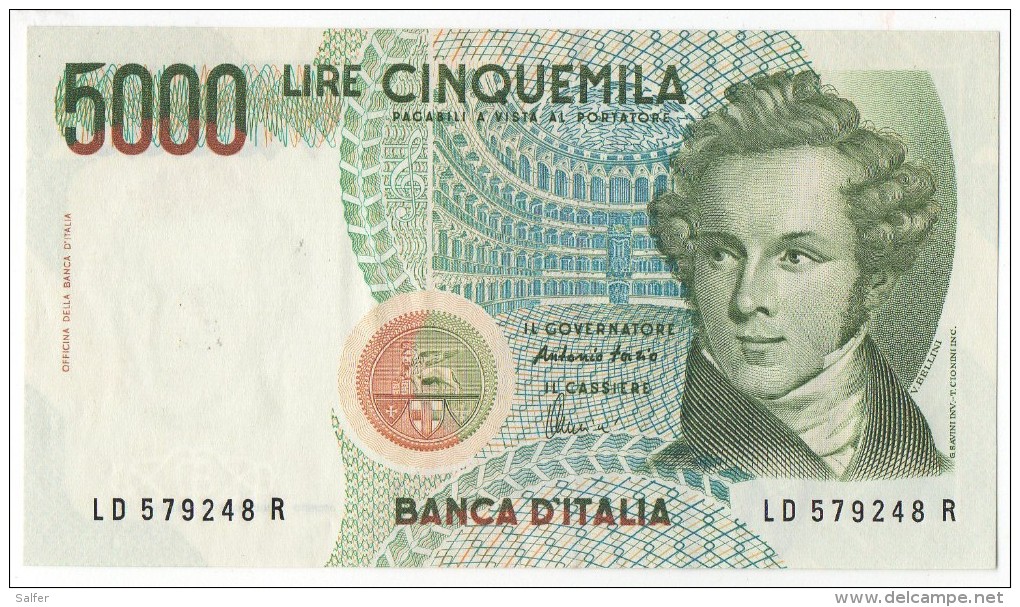 REPUBBLICA ITALIANA  L. 5000 BELLINI SERIE LD  FAZIO 1985 FDS - 5000 Lire