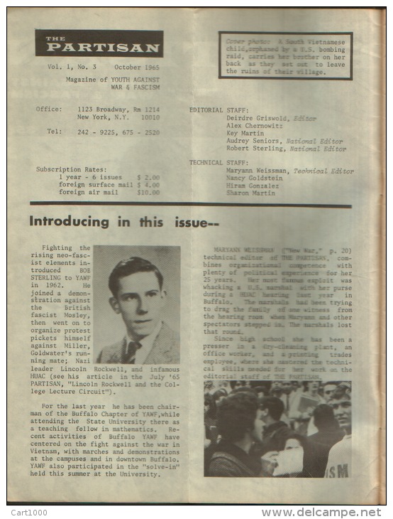 THE PARTISAN 1965 Magazine Of Youth Against War & Fascism - Soziologie/Anthropologie
