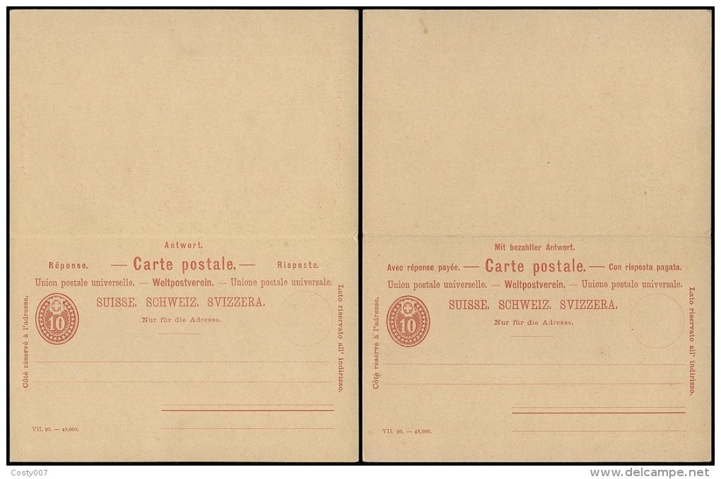 Switzerland - Postal History Rare Old Postcard Postal Stationery + Reply UNUSED DB.014 - Cartas & Documentos