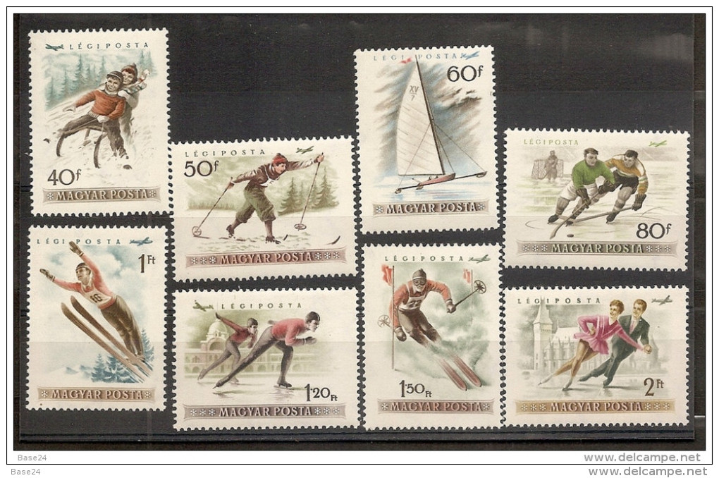 1955 Ungheria Hungary CAMPIONATI EUROPEI PATTINAGGIO  SKATING Serie Aerea Di 8v. (181/88) MNH** Airmail - Nuovi