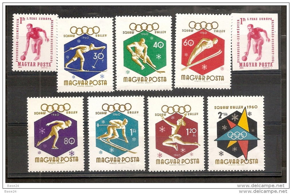 1960 1964 Ungheria Hungary OLIMPIADI INVERNALI, CAMPIONATO BOCCE 2 Serie Con 9v. (1353/59, 1659, 1659A) MNH** - Invierno 1960: Squaw Valley