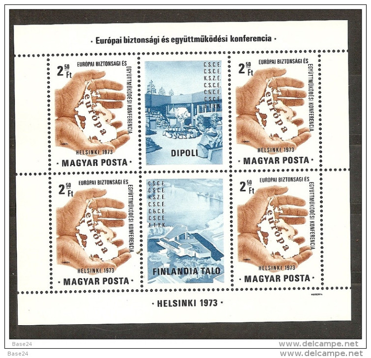 1973 Ungheria Hungary CONFERENZA HELSINKI Foglietto Di 4v. (105) MNH** Souv. Sheet - Herdenkingsblaadjes