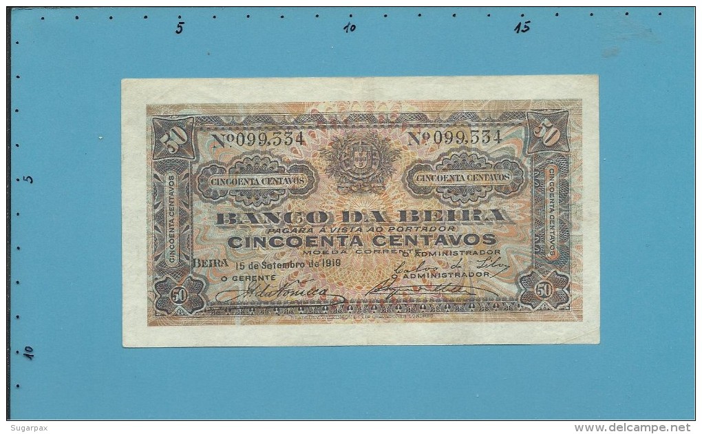 MOZAMBIQUE - 50 Centavos - 15.09.1919 - P R3b - BANCO DA BEIRA - PORTUGAL - Mozambique