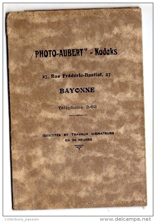 Pochette De Photographie,photo AUBERT - KODAKS,Bayonne,27 Rue Frédéric Bastiat , 17 X 12 Cm, Frais Fr : 1.80€ - Autres & Non Classés