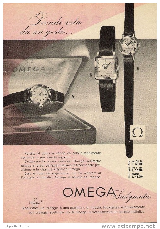 # OMEGA BIEL/BIENNE SUISSE HORLOGERIE 1950s Italy Advert Publicitè Reklame Orologio Montre Uhr Reloj Relojo Watch - Montres Publicitaires