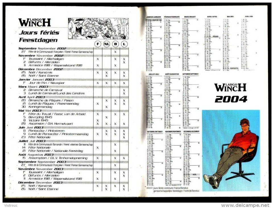 AGENDA LARGO WINCH - Septembre 2002 à Décembre 2003 - Vierge. - Agendas & Calendarios