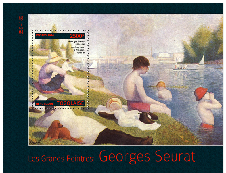 Tg14309b Togo 2014 Painting Georges Seurat S/s Dog - Impressionisme