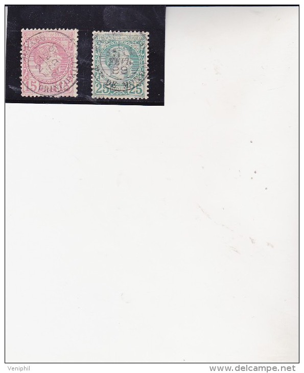 MONACO -  TIMBRES N° 5 ET 6 OBLITERES  TB   COTE : 135 € - Oblitérés