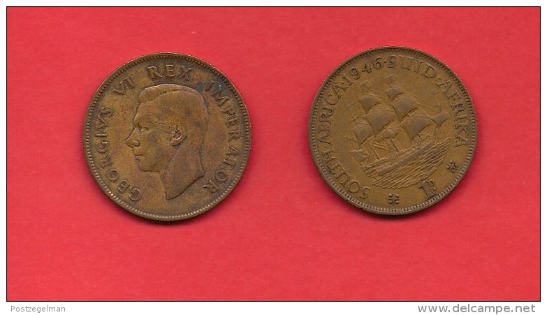 SOUTH AFRICA, 1946,  Circulated Coin, 1 Penny, George VI, Km 25, C1428 - South Africa