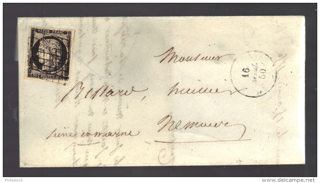 FRANCE 1850 N° 3 Obl. S/  Lettre De Beaune - 1849-1850 Ceres