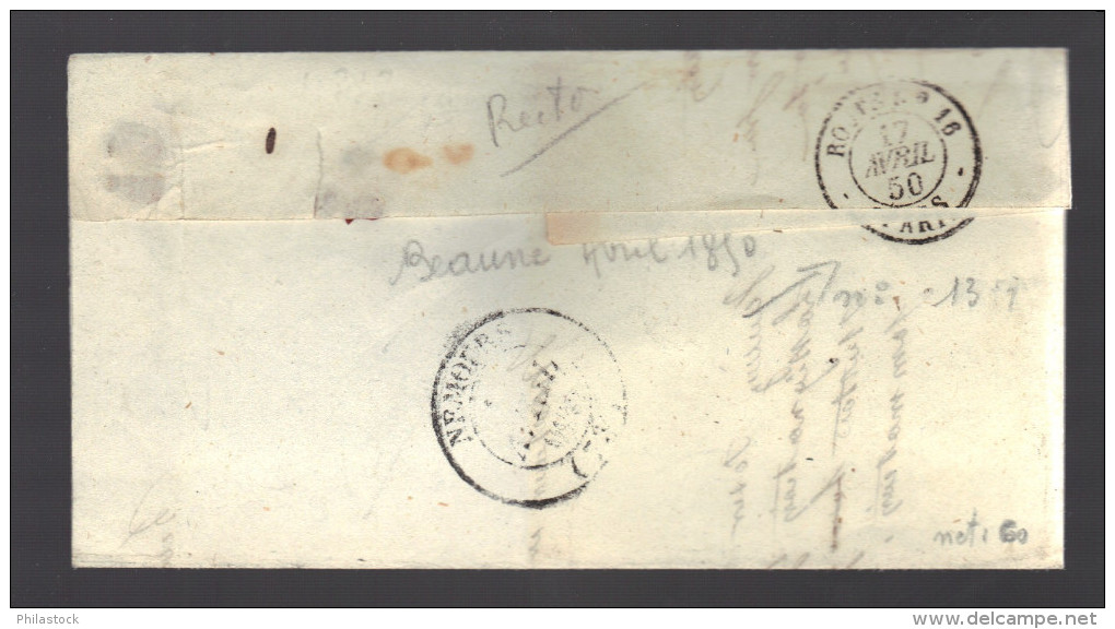 FRANCE 1850 N° 3 Obl. S/  Lettre De Beaune - 1849-1850 Ceres