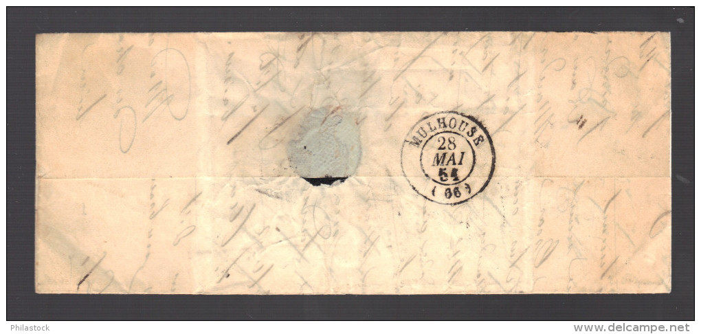 FRANCE 1851 N° 4 H (bleu Noir) Obl. S/  Lettre De Strasbourg - 1849-1850 Ceres