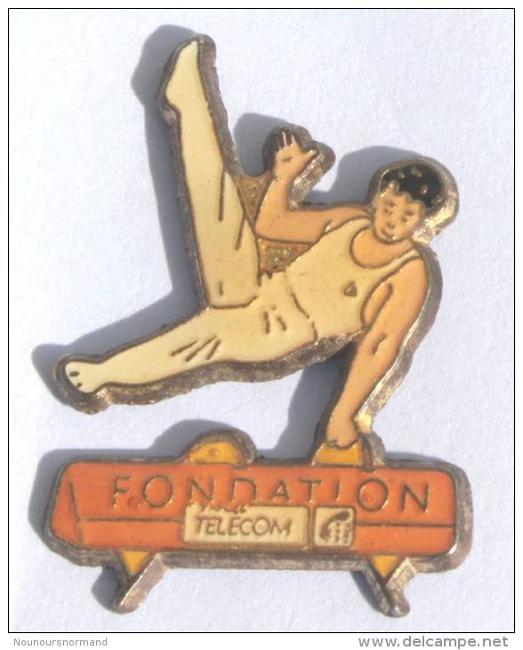 Pin's  FONDATION FRANCE TELECOM - Gymnaste Sur Cheval D'arçon  - D738 - France Telecom