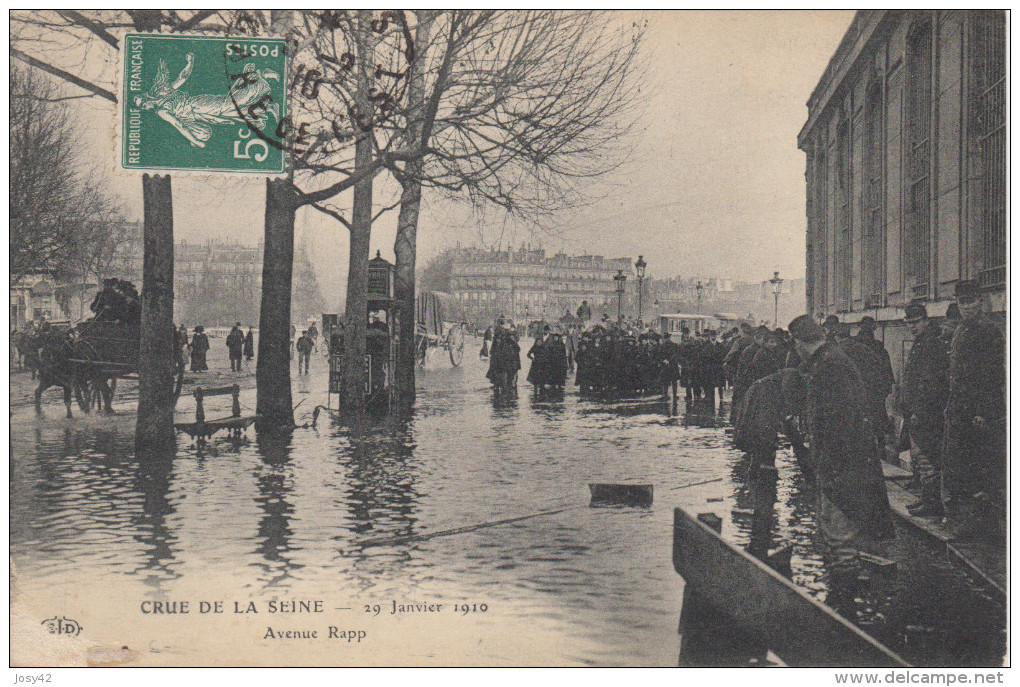 75 PARIS  CRUE DE LA SEINE  JANVIER 1910   AVENUE RAPP - La Crecida Del Sena De 1910