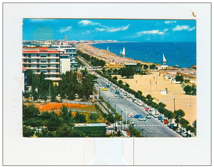 RICCIONE,lungomare E Spiaggia-1962-BENZINA ESSO-Auto-CAR-!!!!!!!!!!!!! - Rimini