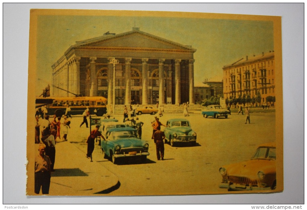 USSR. DONETSK LENIN SQUARE WITH TAXI STOP - OLD SOVIET PC. 1964 - VOLGA TAXI CAR - Taxis & Droschken