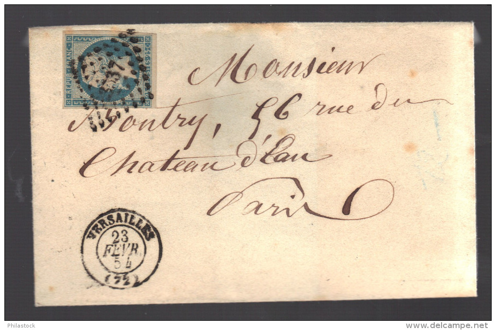 FRANCE 1854 N° 10  Obl. S/lettre PC 3537 Versailles - 1852 Louis-Napoléon