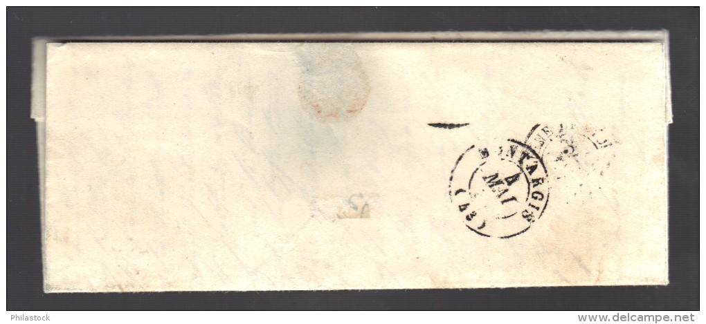FRANCE 1853 N° 10  Obl. S/lettre PC 3374 Tonnerre - 1852 Louis-Napoleon